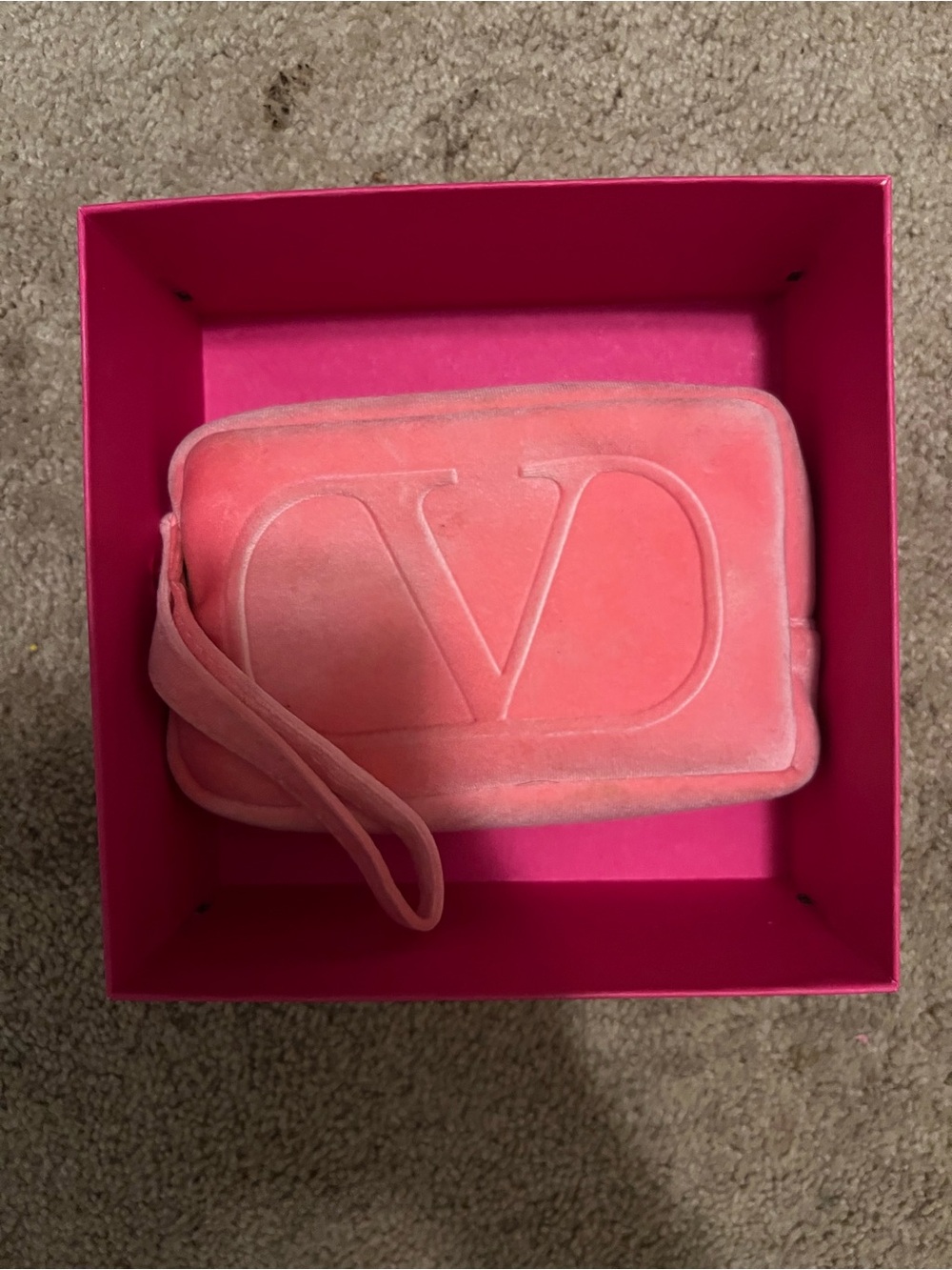Valentino Pink Velvet Logo Wrist Pouch